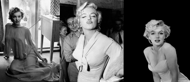 Marilyn par Philippe Halsman/Magnum, par Weegee, et par Milton Greene.
