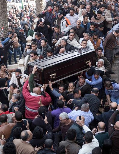 Funérailles de l'actrice égyptienne Faten Hamama au Caire, le 18 janvier 2015 © Mohamed El-Shahed AFP