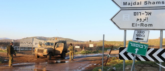 Patrouille israelienne dans la partie du plateau du Golan occupee par l'Etat hebreu.