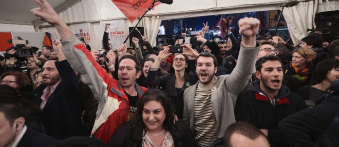 Joie a Athenes chez les partisans de Syriza.