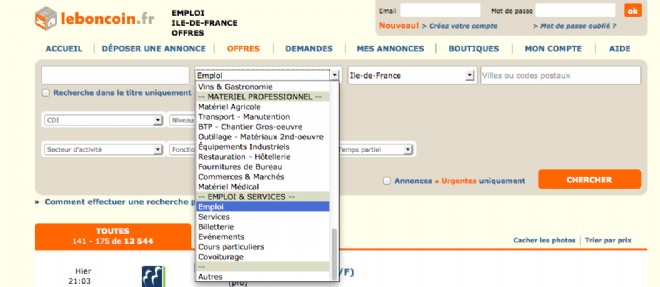Des milliers d'offres d'emploi sont disponible sur Leboncoin.fr