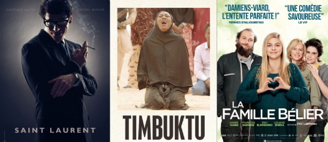 "Saint Laurent", "Timbuktu" et "La Famille Belier" menent la course en tete des Cesars 2015.