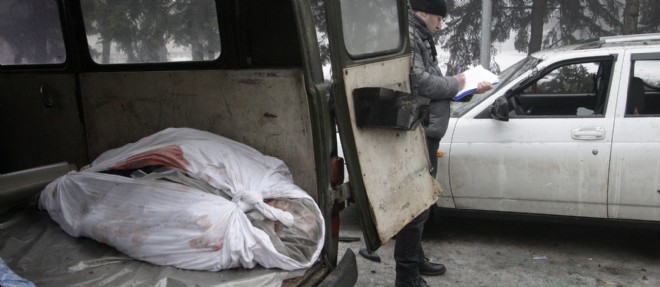 Cadavre d'un homme a Donetsk.
