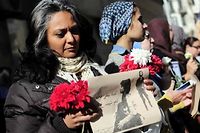 Le 29 janvier des femmes manifestent au Caire contre la mort de Shaima al-Sabbagh abattue par la police le 24. ©Mohamed Mostafa/NurPhoto/AFP