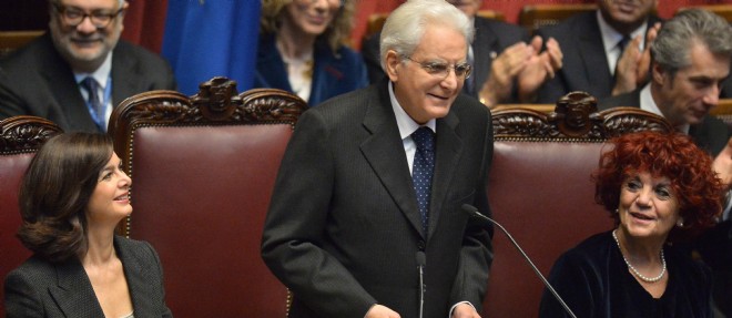 Le president italien nouvellement elu Sergio  Mattarella, le 3 fevrier 2015.