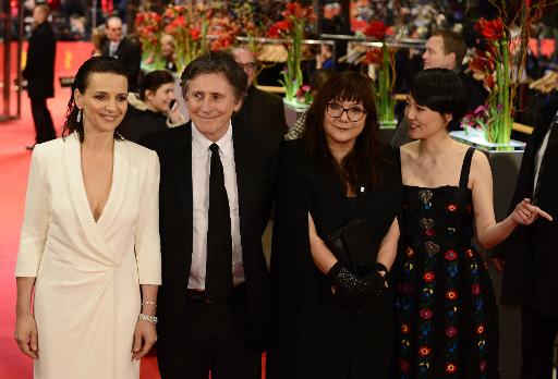 Juliette Binoche, aux cotes de Gabriel Byrne, Isabel Coixet et Rinko Kikuchi, le 5 fevrier 2015 en ouverture de la Berlinale