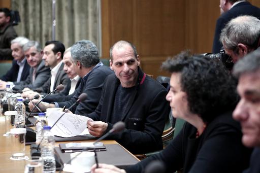 Le ministre grec des Finances Yanis Varoufakis lors du Conseil des ministres le 21 fevrier 2014 a Athenes