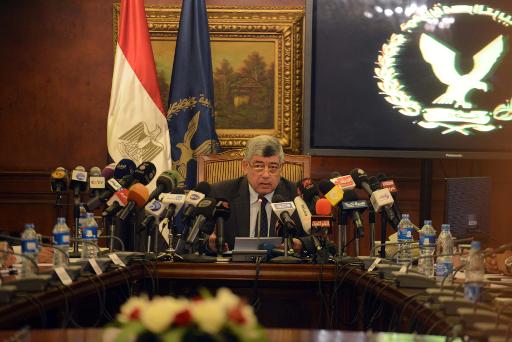 Mohamed Ibrahim en conference de presse, le 26 janvier 2015 au Caire