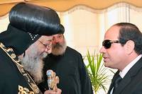 Le 16 février, le président égyptien al-Sissi présente ses condoléances au pope d'Alexandrie après le massacre des chrétiens coptes en Libye. ©Mena