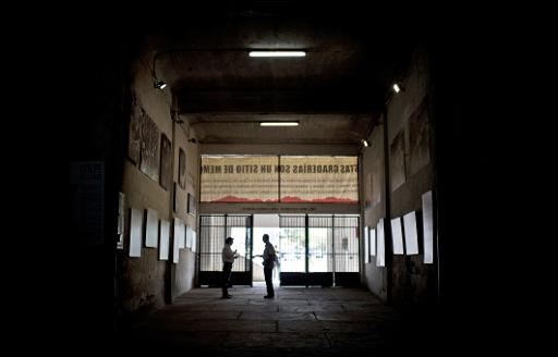 Vue prise le 10 février 2015, de l'intérieur du Stade National de Santiago qui a servi de prison durant la dictature de Pinochet © Martin Bernetti AFP