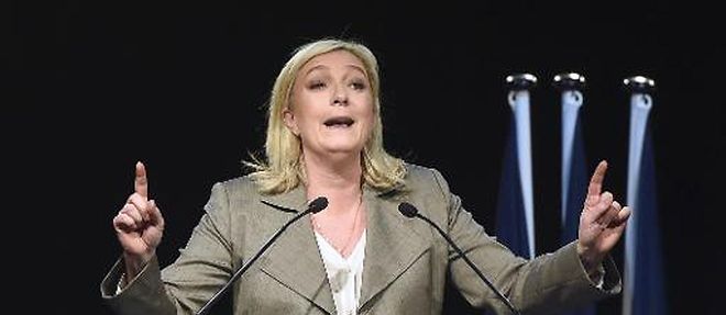 La presidente du Front national Marine Le Pen, le 16 mars 2015 a Six-Fours-les-Plages
