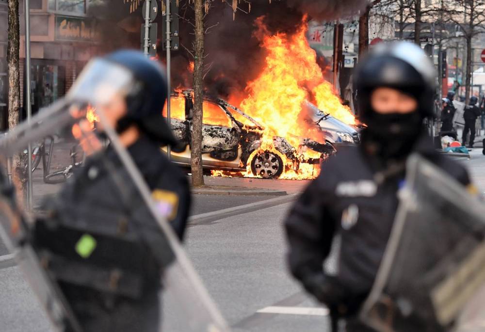 Violences en marge d'une manifestation devant la BCE à Francfort ©  ODD ANDERSEN/AFP