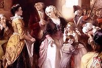 L'arrestation du roi Louis XVI et sa famille à Varennes en 1791. Toile de Thomas Falcon Marshall (1854).