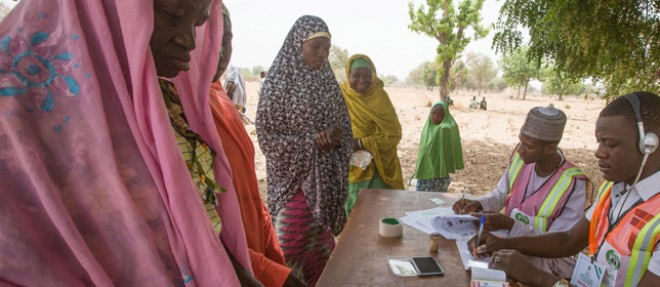 Un bureau de vote dans la banlieue de Kano, au Nigeria, le 28 mars 2015.
