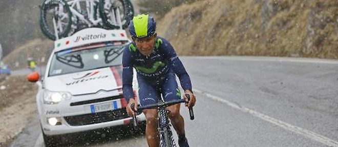Le coureur colombien de Movistar  Nairo Quintana sur les routes du Tirreno-Adriatico, le 15 mars 2015