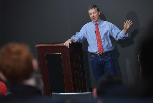 Le senateur republicain du Kentucky Rand Paul discute de la reforme du systeme penal a Bowie State University, le 13 mars 2013 a Bowie, aux Etats-Unis