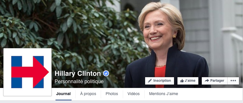 La page Facebook d'Hilary Clinton et son logo  