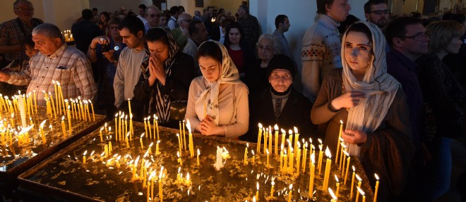 Messe a Vagharchapat (Armenie), le 19 avril.