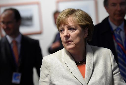 La chancellière allemande Angela Merkel à Bruxelles le 23 avril 2015 © EMMANUEL DUNAND AFP/Archives