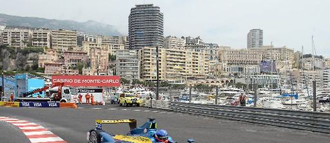 Nicolas Prost lors des essais libres du GP de Formule E (monoplaces 100% electrique), le 9 mai 2015 a Monaco