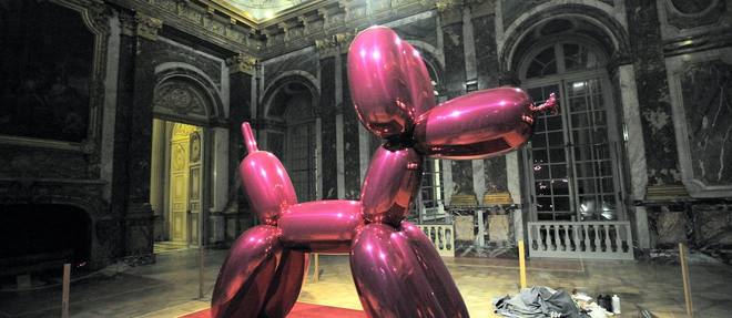 Photographie d'une oeuvre de Koons prise le 9 septembre 2008, au salon Hercules du chateau de Versailles.