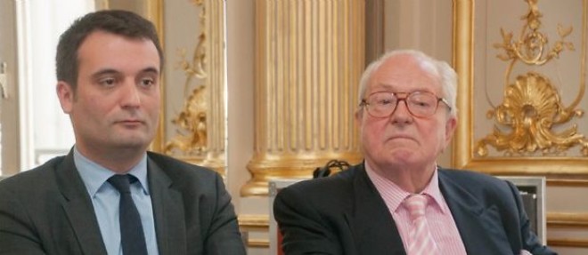 Florian Philippot et Jean-Marie Le Pen, en avril 2014.