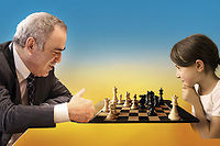 Garry Kasparov, ancien champion du monde, milite pour l'enseignement des echecs a l'ecole.