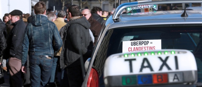 Manifestation de taxis contre UberPOP a Bordeaux, en fevrier (photo d'illustration).