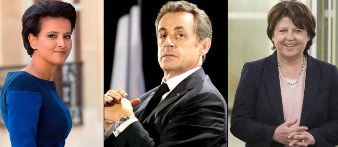 De gauche a droite : Najat Vallaud-Belkacem, Nicolas Sarkozy et Martine Aubry.