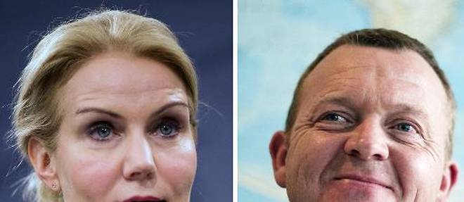 Montage photo montrant la Premiere ministre danoise Helle Thorning-Schmidt et le leader de l'opposition Lars Loekke Rasmussen