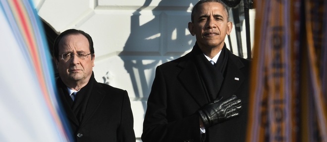 Francois Hollande et Barack Obama lors du voyage officiel du president francais a Washington, en fevrier 2014.