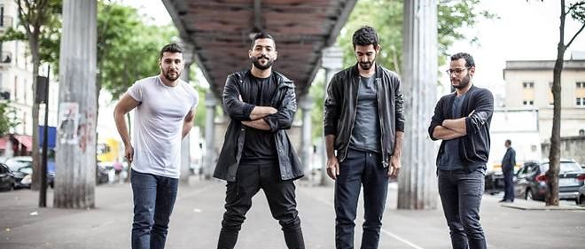 Quatre des cinq membres du groupe libanais Mashrou'Leila. Paris, le 26 mai dernier.