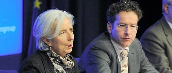 La directrice generale du FMI Christine Lagarde et le president de l'Eurogroupe Jeroen Dijsselbloem.