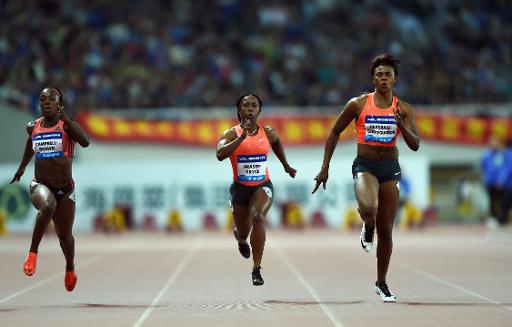 La sprinteuse jamaïcaine Shelly-Ann Fraser-Pryce, lors de la réunion de Shanghai, en Ligue de diamant, le 17 mai 2015 © Johannes Eisele AFP/Archives