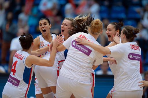 Les joueuses serbes de basket, le 26 juin 2015 à Budapest © Attila Kisbenedek AFP