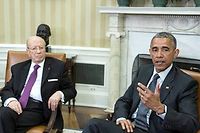 Le président américain Barack Obama avait reçu son homologue tunisien Béji Caïd Essebsi en mai dernier à la Maison-Blanche. ©NICHOLAS KAMM