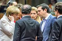  Angela Merkel, François Hollande et Alexis Tsipras le 12 juillet 2015 à Bruxelles ©Intime/Athen/REX Shutte/SIPA