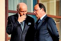 François Hollande et son ministre des affaires étrangères Laurent Fabius. ©JACQUES WITT