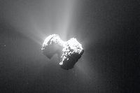 Voici la comète Tchouri  le 20 juillet dernier. Grâce à Philae, nous savons maintenons que ce corps, considéré comme une relique du système solaire, n'est en rien une boule de neige sale mais qu'il fourmille de fascinants grains organiques qui pourraient avoir joué un rôle dans l'émergence de la vie.