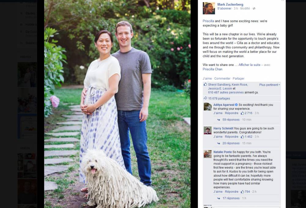 Mark Zuckerberg et sa femme, Priscilla © DR Capture Facebook
