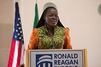 Angelle Kwemo lors d'une presentation aux Etats-Unis.