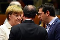 Tsipras, Merkel, Hollande ont du faire des compromis pour parvenir a un accord. (C)JOHN MACDOUGALL