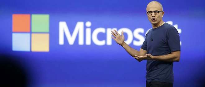 Le PDG de Microsoft, Satya Nadella, lors d'une keynote.
