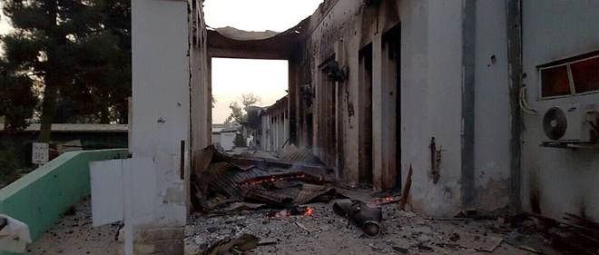 Photographie (transmise par MSF) de l'hopital de Medecins sans frontieres apres son bombardement par l'armee americaine, le 3 octobre 2015, a Kunduz, en Afghanistan.