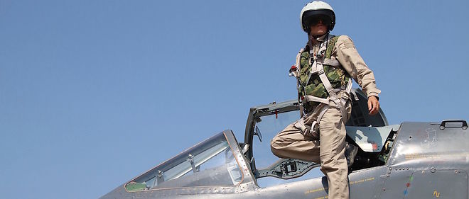 Un pilote de Sukhoi sur la base de Hmeimim dans la province de Lattaquie en Syrie le 3 octobre. 