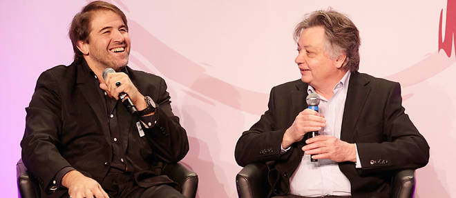 Jacques Dupont, specialiste et journaliste en vins, et Serge Simon, ancien rugbyman et medecin. Photo prise a Dijon en 2014.