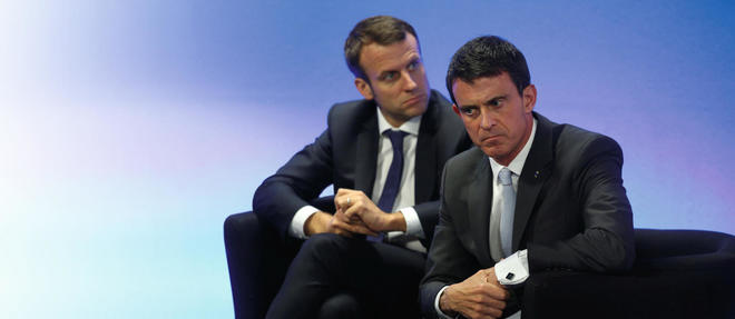 Manuel Valls, Premier ministre, et Emmanuel Macron, ministre de l'Economie