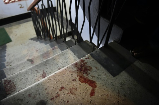 Les lieux de l'attaque d'Ahmedur Rashid Chowdhury Tutul, Tarik Rahim et Ranadipam Basu à Dhaka, le 31 octobre 2015 © MUNIR UZ ZAMAN AFP