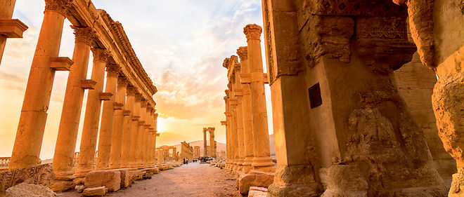 La grande colonnade du temple preislamiste de Bel, photographiee ici en  2009, n'est plus qu'un champ de ruines depuis sa destruction par Daesh en aout.