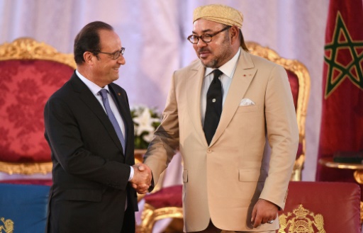 Le president Francois Hollande et le roi du Maroc Mohammed VI le 20 septembre 2015 a Tanger